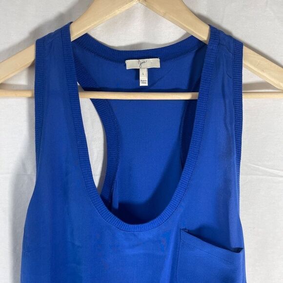 Joie Alicia Cobalt Blue Racerback Silk Tank Top Sz L - Picture 2 of 7